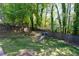 Backyard with mature trees, lawn, privacy fence, and swing set at 3986 Harmony Walk Se Way, Smyrna, GA 30082