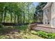 Backyard with a spacious deck, grassy area, mature trees, and a swing set at 3986 Harmony Walk Se Way, Smyrna, GA 30082