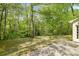 View of expansive backyard lined with mature trees at 1550 Pine Creek Way, Woodstock, GA 30188