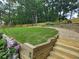 Landscaped backyard with lush lawn and custom stone features, creating a peaceful outdoor retreat at 1960 Calvin Dr, Duluth, GA 30097
