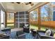 Screened porch with comfortable seating and fireplace, perfect for relaxing outdoors at 1903 River Birch Ln, Atlanta, GA 30316