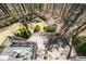 Aerial view of backyard with outdoor kitchen, fireplace and stone patio at 4620 Chattahoochee Se Xing, Marietta, GA 30067