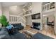 Inviting living room featuring a fireplace, modern lighting, and an open layout at 1720 Little Willeo Rd, Marietta, GA 30068