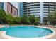 Enjoy the city view at this outdoor pool with lounge seating at this lovely residential apartment at 44 Peachtree Nw Pl # 629, Atlanta, GA 30309