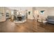 Staged open concept living area with hardwood floors, modern finishes, and seamless flow to other rooms at 2020 Rivermont Way, Roswell, GA 30076