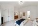 Well-lit bedroom features carpet flooring, closet and en suite bath access at 3515 Montebello Pkwy, Cumming, GA 30028