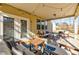 Charming covered patio with stylish outdoor furniture and inviting string lights at 4870 Odum View Ln, Cumming, GA 30040