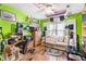 This bedroom is used as a recording studio with green walls and white trim at 2720 Cold Springs Sw Trl, Marietta, GA 30064