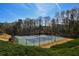 Community tennis courts are surrounded by trees and lush greenery under a bright blue sky at 904 Magnolia Leaf Dr, Woodstock, GA 30188