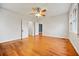 Spacious bedroom featuring hardwood floors and ceiling fan at 1420 Elizabeth Ln, East Point, GA 30344
