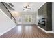 Hardwood floors, fireplace and stairs. Open floor plan with lots of natural light at 2620 Oak St, Atlanta, GA 30344
