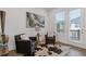 Cozy sitting area with leather chairs, abstract art, and hardwood floors at 312 Concord St, Alpharetta, GA 30009