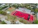 Aerial view of a colorful sports field stadium and surrounding greenery from above at 1115 Martin Luther King Jr Sw Dr, Atlanta, GA 30314