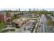 Aerial view of Chick-fil-A restaurant, parking lot, and streets with city skyline view under the sky at 1115 Martin Luther King Jr Sw Dr, Atlanta, GA 30314