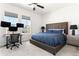 Comfortable bedroom featuring a ceiling fan and a workstation with multiple monitors for productivity at 3905 Danube Ln # 215, Atlanta, GA 30339