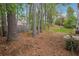 View of the wooded backyard with a patio area and privacy fence at 6244 Marbut Farms Trl, Lithonia, GA 30058