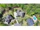 Aerial view of homes in a mature neighborhood showcasing lush landscaping and well-maintained lawns at 955 Bishopswood Pl, Johns Creek, GA 30022