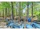 Relaxing backyard with chairs for sitting around the fire pit in a wooded lot at 955 Bishopswood Pl, Johns Creek, GA 30022