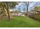 Expansive backyard with a lush lawn surrounded by a wood fence bordering neighboring homes and mature trees at 3117 Dogwood Dr, Hapeville, GA 30354