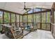Vaulted ceiling and wooded views enhance this screened in porch at 2283 Edgemere Lake Cir, Marietta, GA 30062