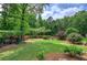 Beautiful backyard with wooden fence and mature trees and landscaping at 29 Fern Leaf Ct, Dallas, GA 30157