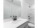 Clean bathroom with white countertops, vanity and new shower at 95 Wilder Ridge Way, Lawrenceville, GA 30044