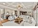 Spacious living room with an open floor plan, coffered ceilings, and multiple seating areas at 5330 Cole Creek Ln, Cumming, GA 30040