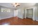 Bedroom with hardwood floors and closet at 1019 Magbee Se Dr, Smyrna, GA 30080