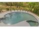 Aerial view of a refreshing in-ground pool surrounded by lush greenery at 3510 Donegal Way, Snellville, GA 30039