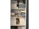 Well-organized linen closet features neatly stacked towels and linens at 63 Aspen Way, Dallas, GA 30157