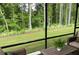 View from screened-in patio offers peaceful scenery of trees and green backyard space at 63 Aspen Way, Dallas, GA 30157