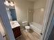 Bathroom with tub-shower combination and tile floors at 3839 Henry Ct, Acworth, GA 30101