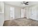 Cozy main bedroom features a ceiling fan, and access to a private bathroom at , Decatur, GA 30035