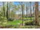 A tranquil, lush backyard features mature trees and landscaping at 362 Battle Woods Nw Trl, Marietta, GA 30064