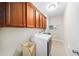 Functional laundry room with ample cabinet storage and a modern washer and dryer at 930 Crestview Dr, Johns Creek, GA 30024