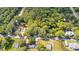 An aerial view showcases a property surrounded by lush greenery in a peaceful neighborhood at 159 Forest Ave, Social Circle, GA 30025