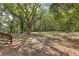 The spacious backyard features mature trees and a well-maintained lawn, perfect for outdoor activities at 159 Forest Ave, Social Circle, GA 30025