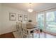 Light-filled dining room featuring a wood table, white chairs, and natural light from a large window at 2101 Kinridge Rd, Marietta, GA 30062