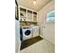 A convenient laundry room with built in storage and machines at 684 N Cherokee N Rd, Social Circle, GA 30025