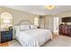 Elegant main bedroom with built-in wall niches, hardwood floors, and a cozy ambiance, perfect for relaxation at 4590 Lake Forrest Nw Dr, Atlanta, GA 30342