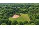 Aerial view of a well-maintained community ball field surrounded by lush greenery and mature trees at 138 Grand Ave, Suwanee, GA 30024