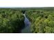 Aerial view of community river surrounded by mature green trees at 138 Grand Ave, Suwanee, GA 30024