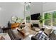 Bright living room featuring a fireplace, large windows, and stylish decor for a comfortable and inviting atmosphere at 3990 Old Spring House Ct, Atlanta, GA 30338