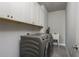 Functional laundry room equipped with modern washer and dryer and ample storage at 4425 Atwood Dr, Cumming, GA 30040