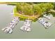Aerial view of marina with boat slips and docks available for residents, for easy lake access at 7350 S Mitchell Ct, Villa Rica, GA 30180