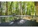A quaint back deck overlooks a scenic wooded area with mature trees, ideal for outdoor relaxation at 1131 Hershey Dr, Marietta, GA 30062