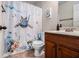 Bathroom featuring a vanity and a curtain with a scuba-diving cat at 2620 Paddock Point Pl, Dacula, GA 30019