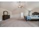 Large main bedroom featuring a vaulted ceiling, neutral decor and ensuite bathroom access at 2620 Paddock Point Pl, Dacula, GA 30019