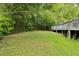 Spacious backyard features a small grass area and a wooded area with bamboo plants at 454 Jo Ann Se Dr, Marietta, GA 30067