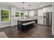 Modern kitchen with stainless steel appliances, a center island with seating, and white cabinets at 490 Third Ave, Scottdale, GA 30079